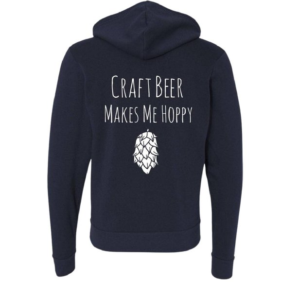 Moonlight Makers Craft Beer Makes Me Hoppy Comfy Blue Sweatshirt - Picture 1 of 2